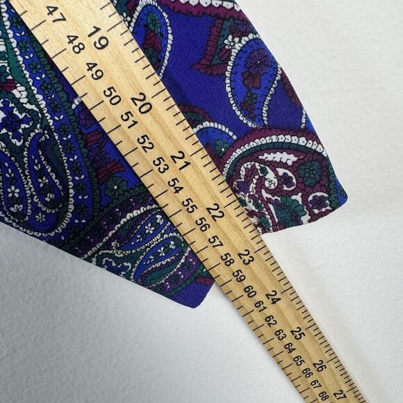 VTG Liz Claiborne Paisley LongSleeve Midi Dress Sz 8 BluePurpleTeal Fit & Flare - Picture 7 of 8